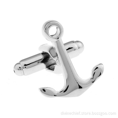 Cufflinks Factory China Wholesale Supply Mens Cufflinks Customized Ship's Anchor Metal Brass Cufflinks